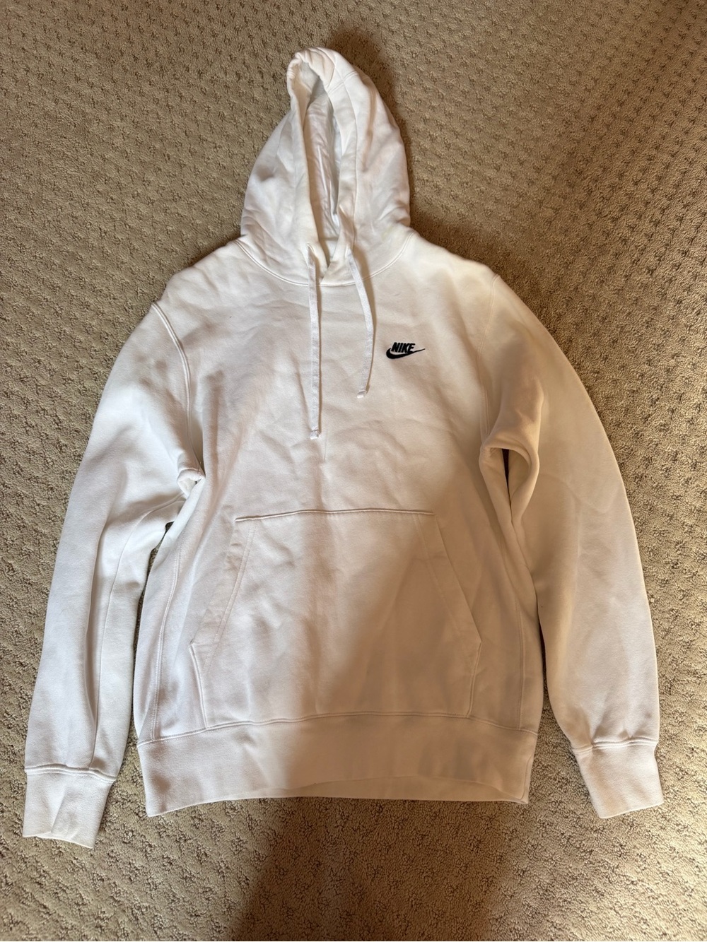 Nike White Hoodie with Black Swoosh - Men's Pullover